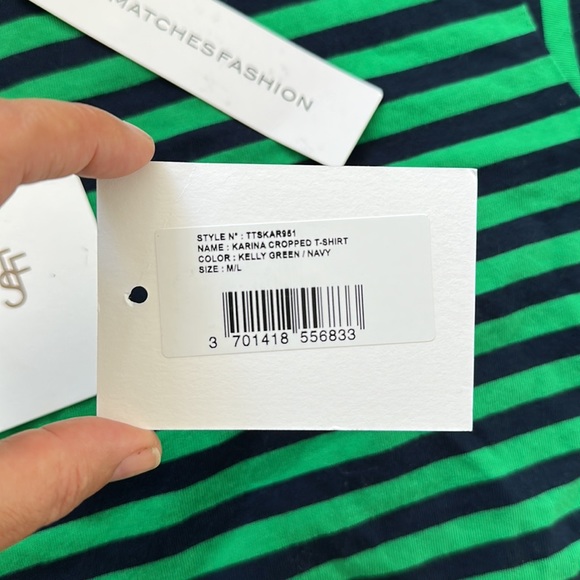 The Frankie Shop KARINA CROPPED T-SHIRT - KELLY GREEN/NAVY - Picture 6 of 8